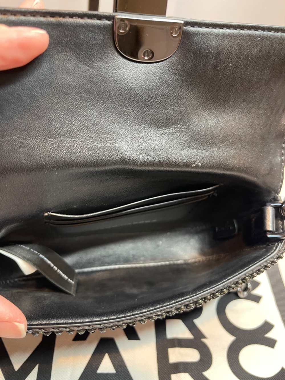 Marc Jacobs The Rhinestone J Marc Mini Shoulder Bag Black - Picture 12 of 13